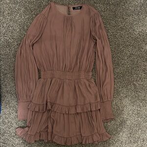 Ruffled Long Sleeve Dress in Mauve
